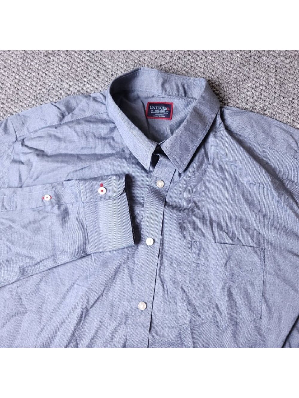 UNTUCKit Shirt Mens 2XL Relaxed Gray Blue Button Long Sleeve Cotton